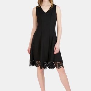 Roz & Ali | Sleeveless Crochet Hem Fit And Flare Dress